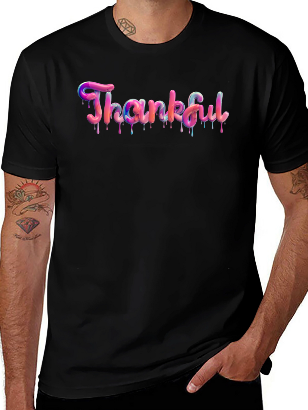 Thankful Graphic T-Shirt - Black