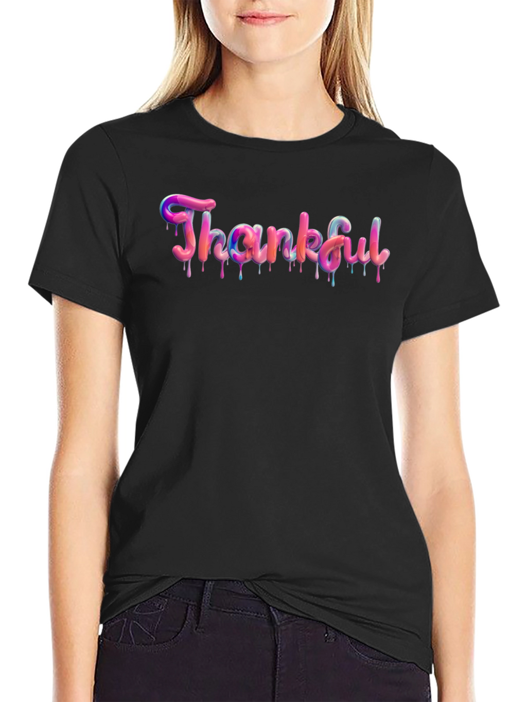 Thankful Graphic T-Shirt - Black