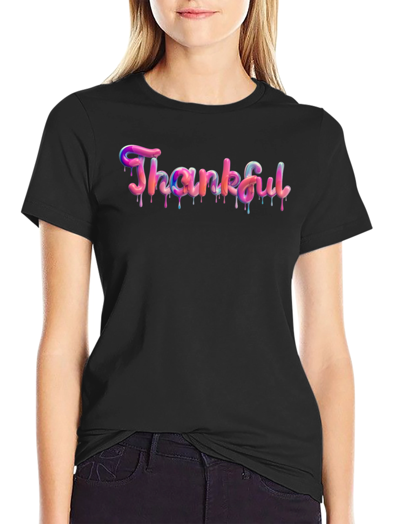 Thankful Graphic T-Shirt - Black
