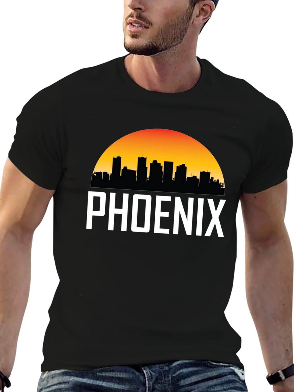 Phoenix Cityscape Graphic Tee - Black