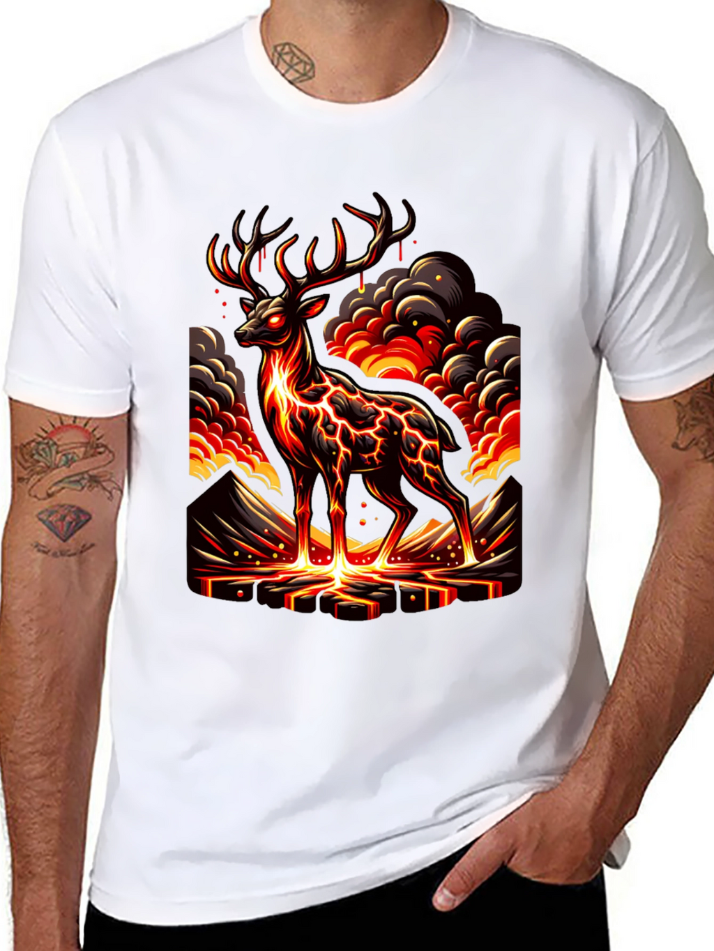 Lava Deer Graphic Tee - Mens Black T-Shirt