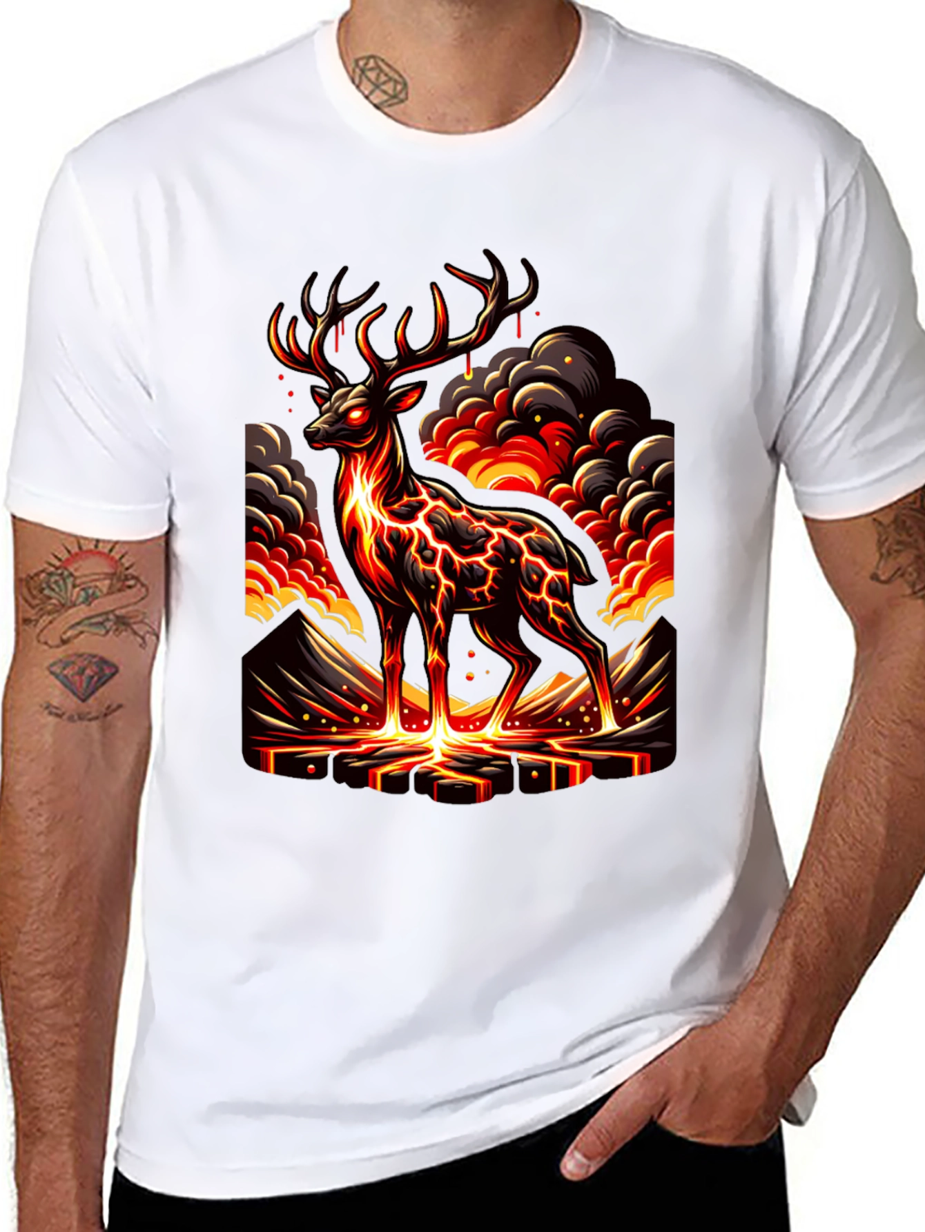 Lava Deer Graphic Tee - Mens Black T-Shirt