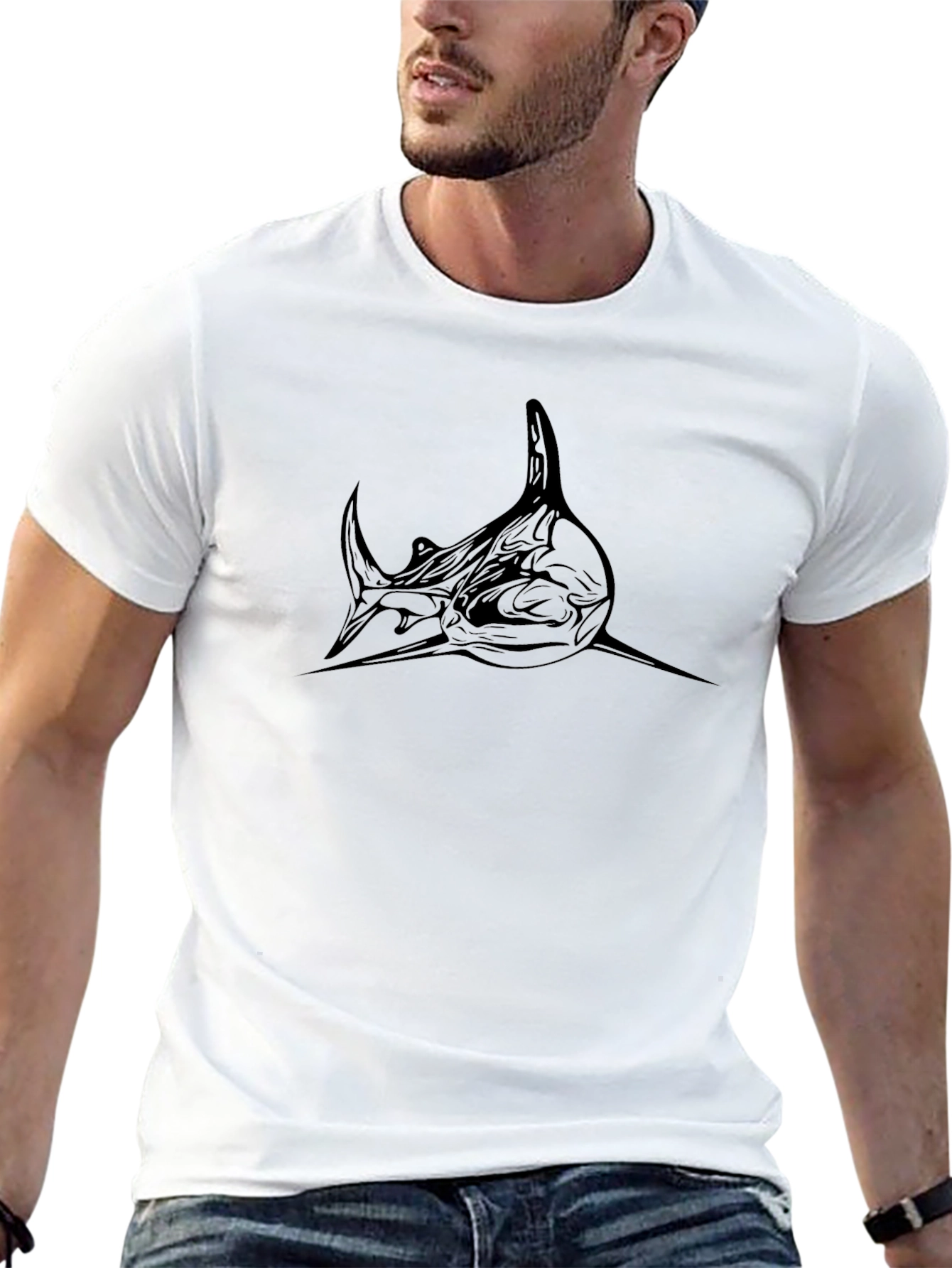 Black Shark Graphic Tee - Mens Stylish Casual Shirt