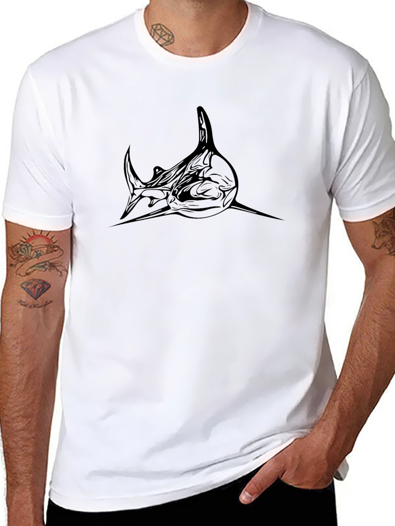 Black Shark Graphic Tee - Mens Stylish Casual Shirt