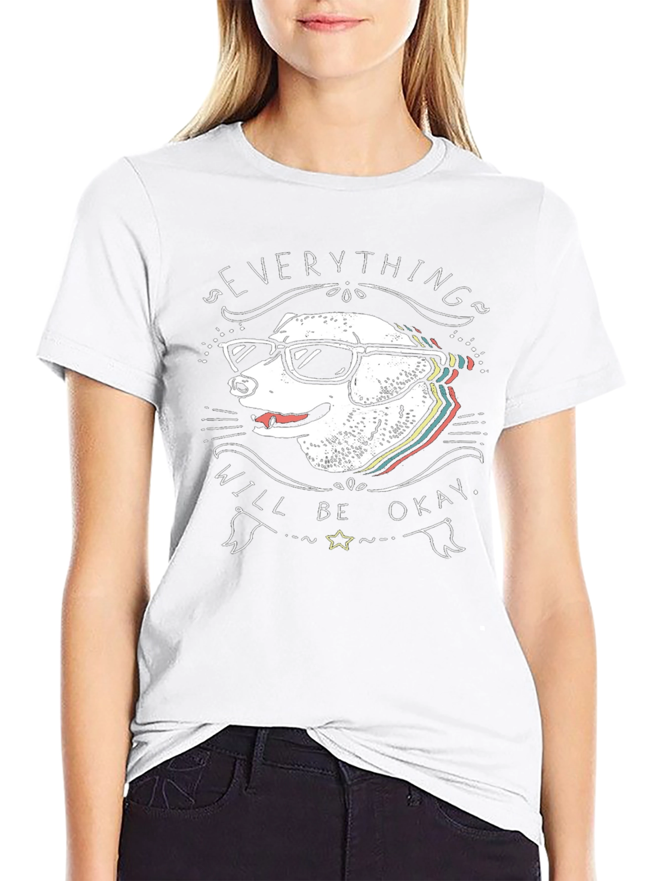 Dog with Glasses T-Shirt - Everything Will Be Okay