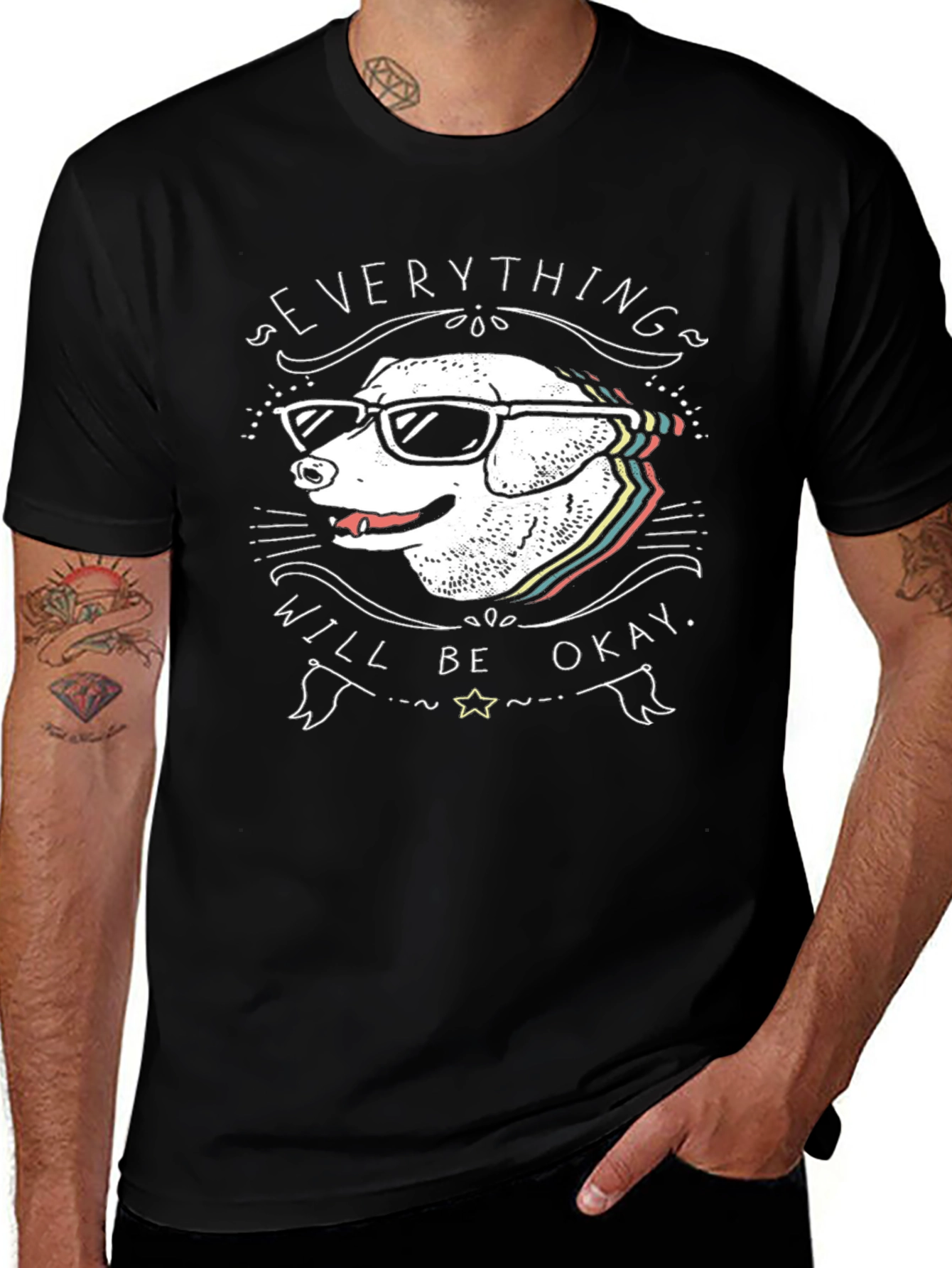 Dog with Glasses T-Shirt - Everything Will Be Okay