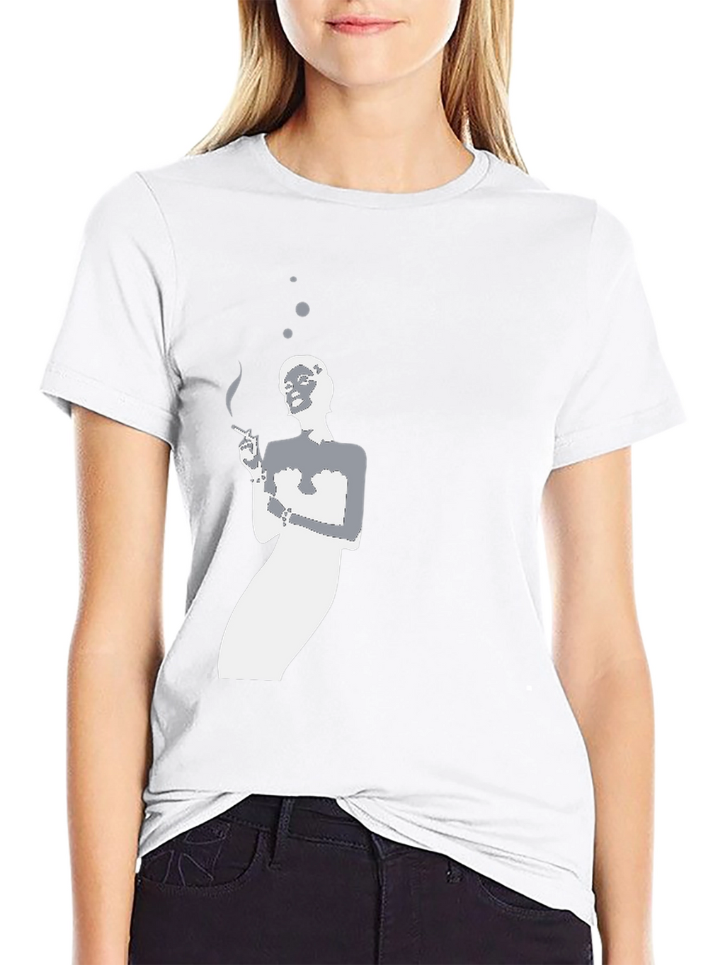 Smoking Silhouette Graphic Tee - Black Cotton T-Shirt