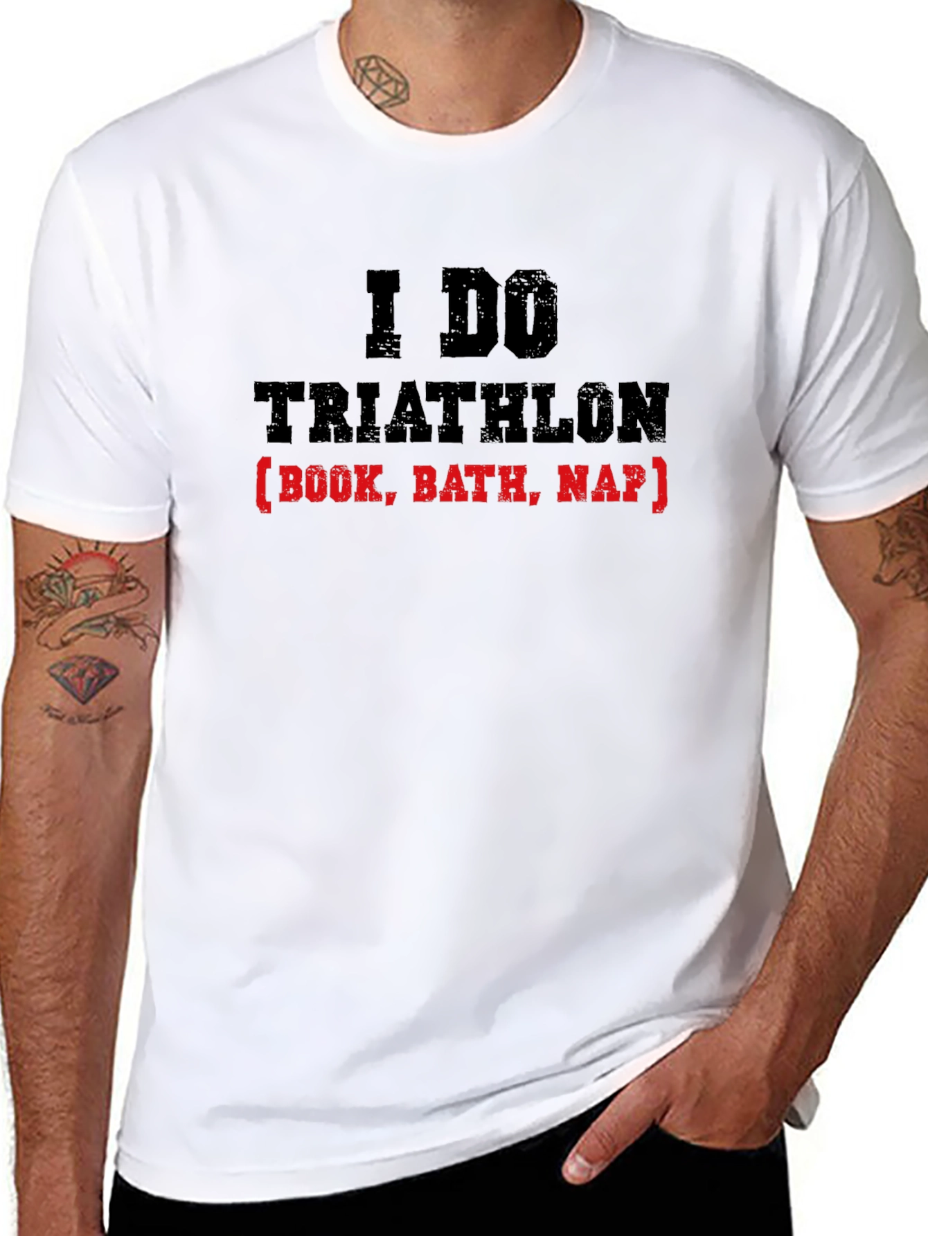 Funny Triathlon Book Bath Nap T-Shirt