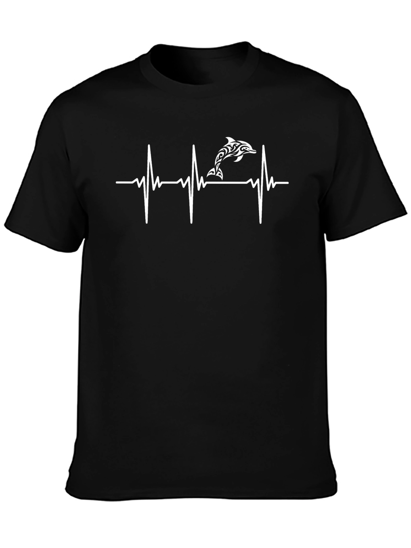 Heartbeat Dolphin Graphic Tee - Black