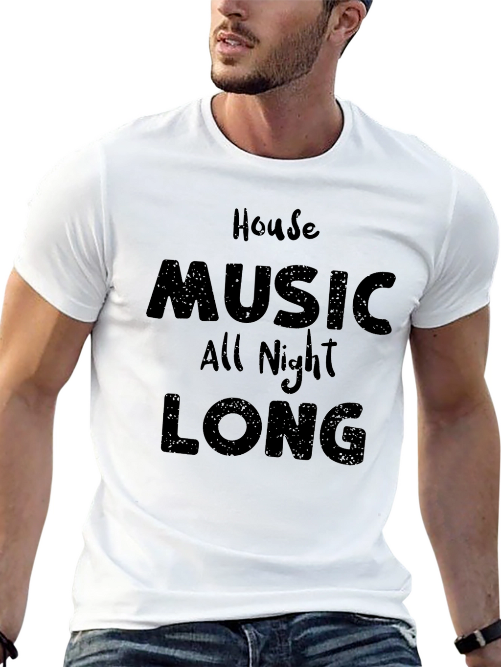 House Music All Night Long Black T-Shirt