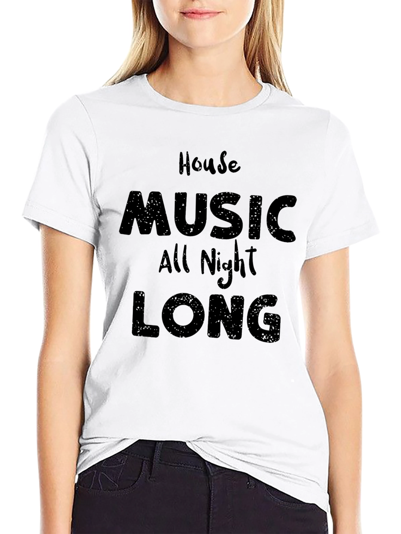 House Music All Night Long Black T-Shirt