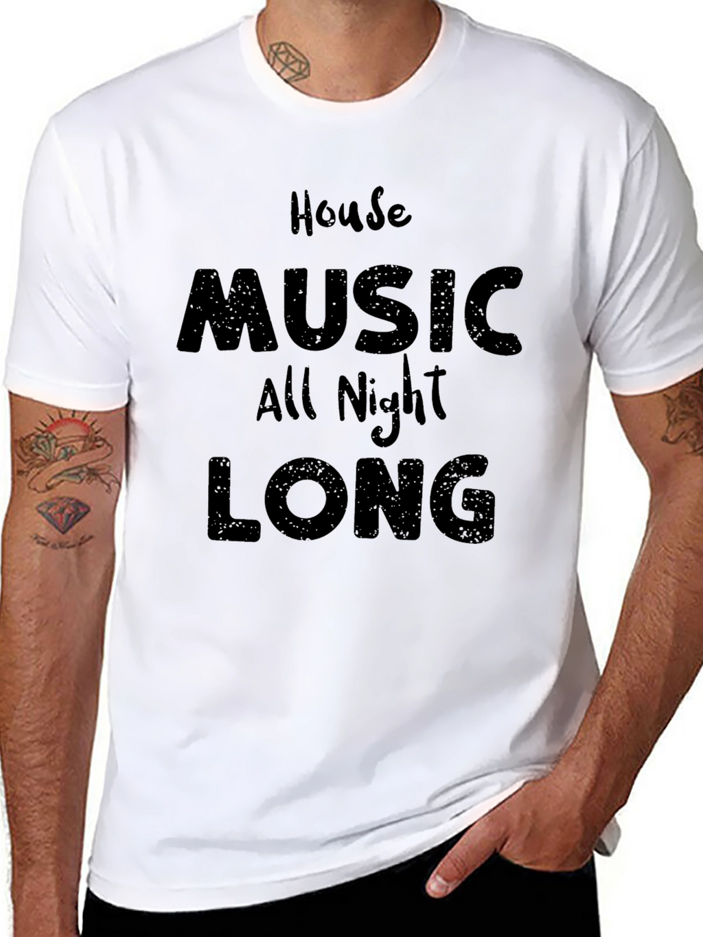 House Music All Night Long Black T-Shirt