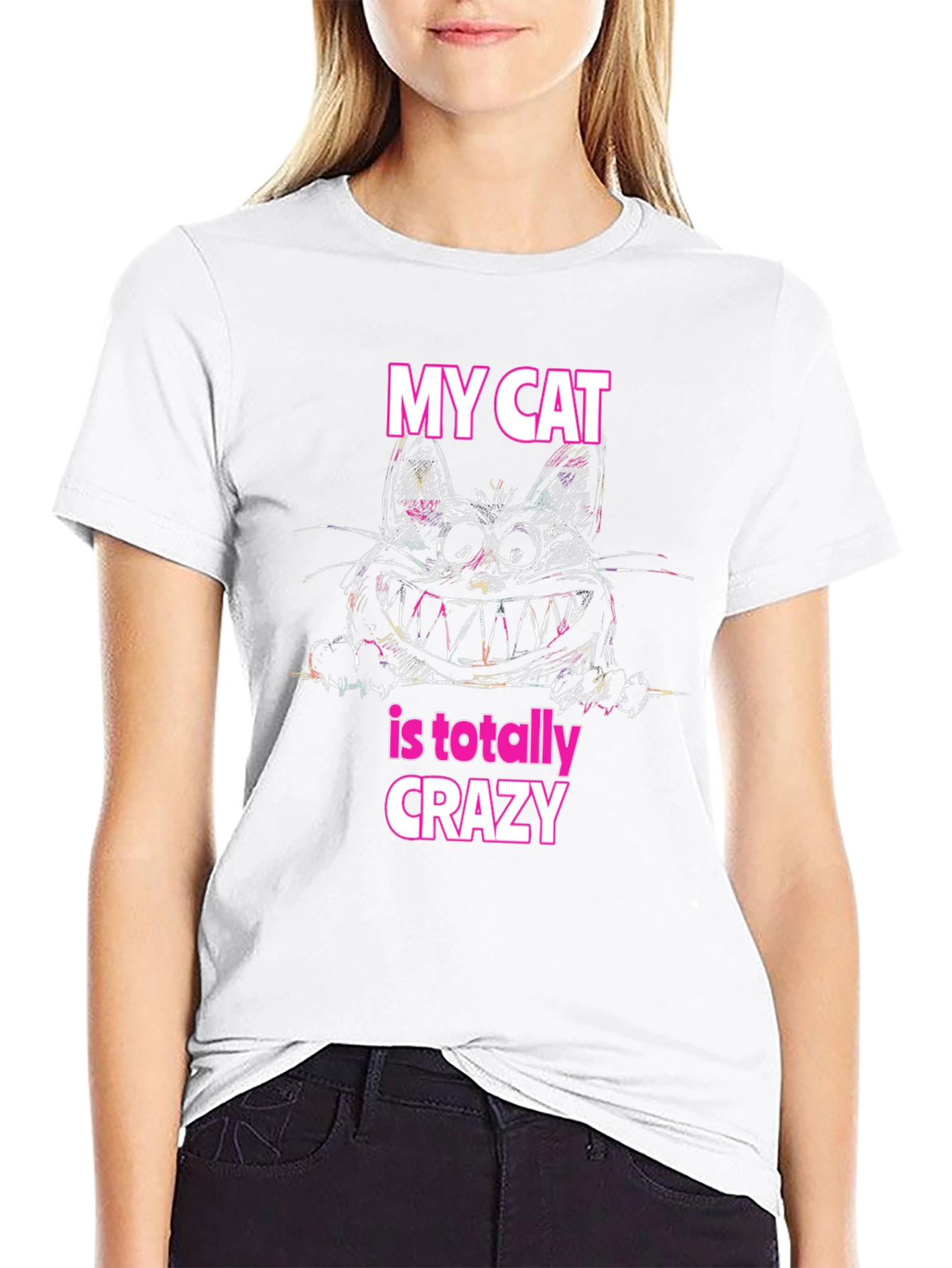 Crazy Cat Graphic T-Shirt - Soft Cotton Tee