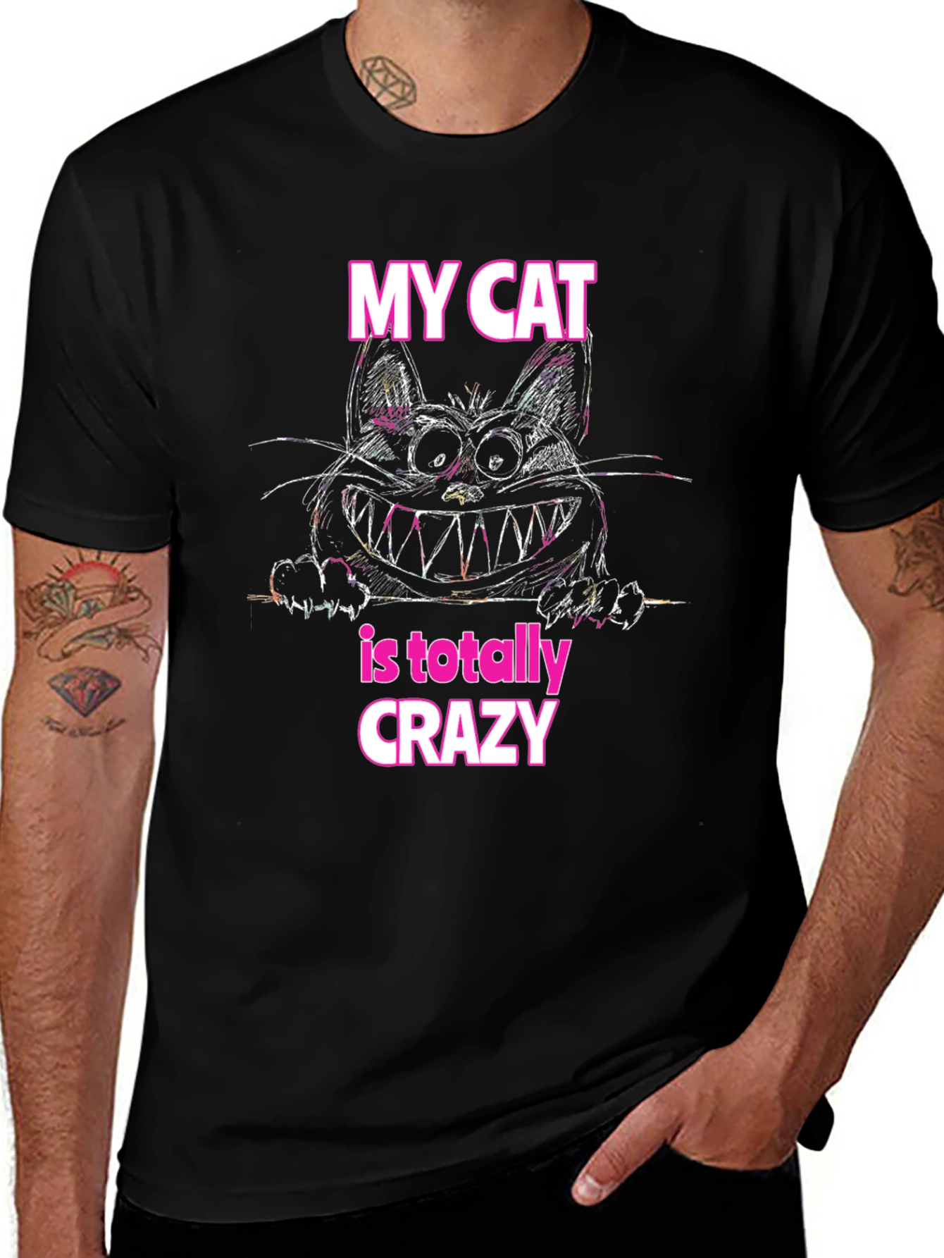 Crazy Cat Graphic T-Shirt - Soft Cotton Tee