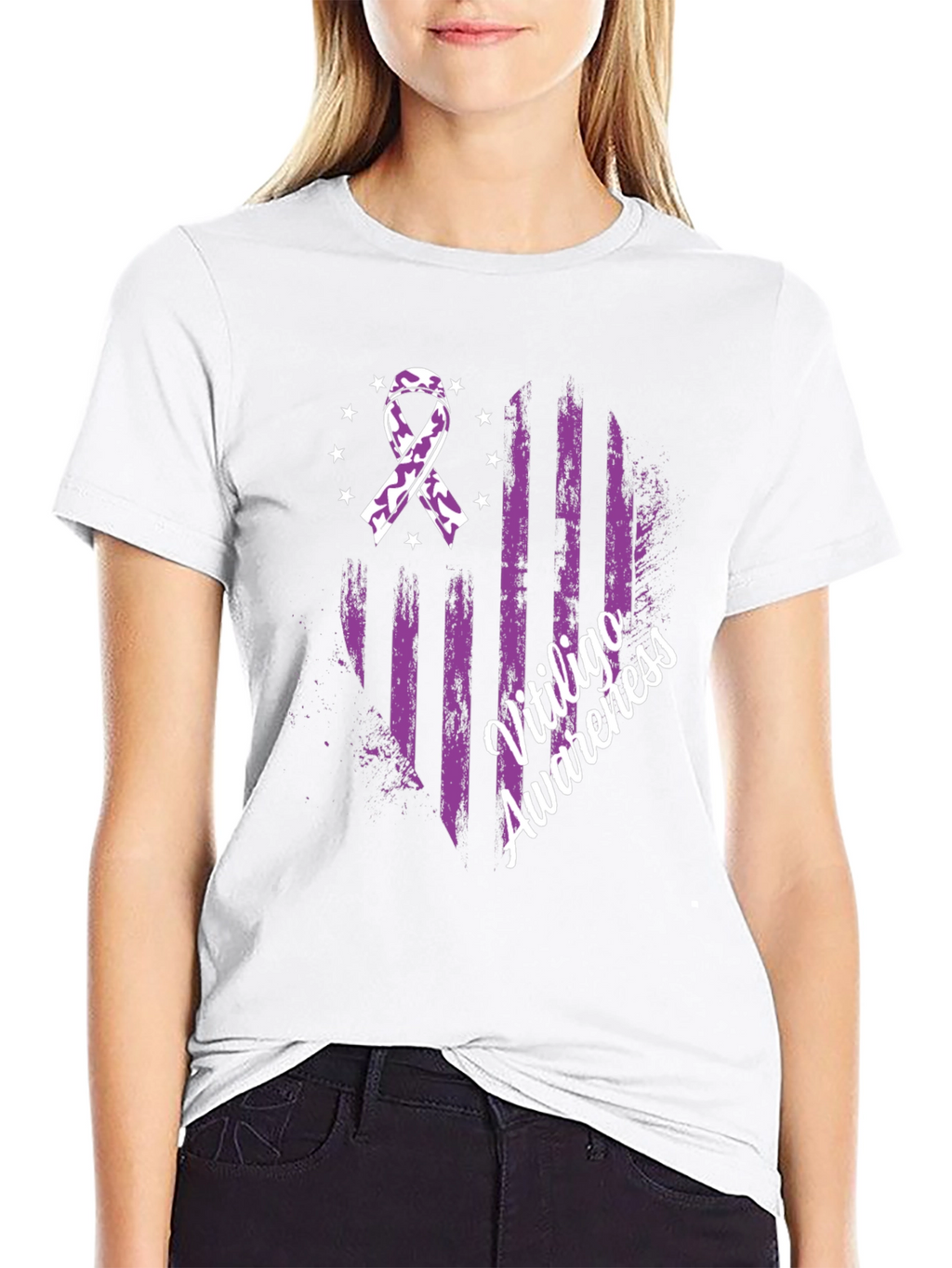 Vitiligo Awareness Ribbon Graphic T-Shirt