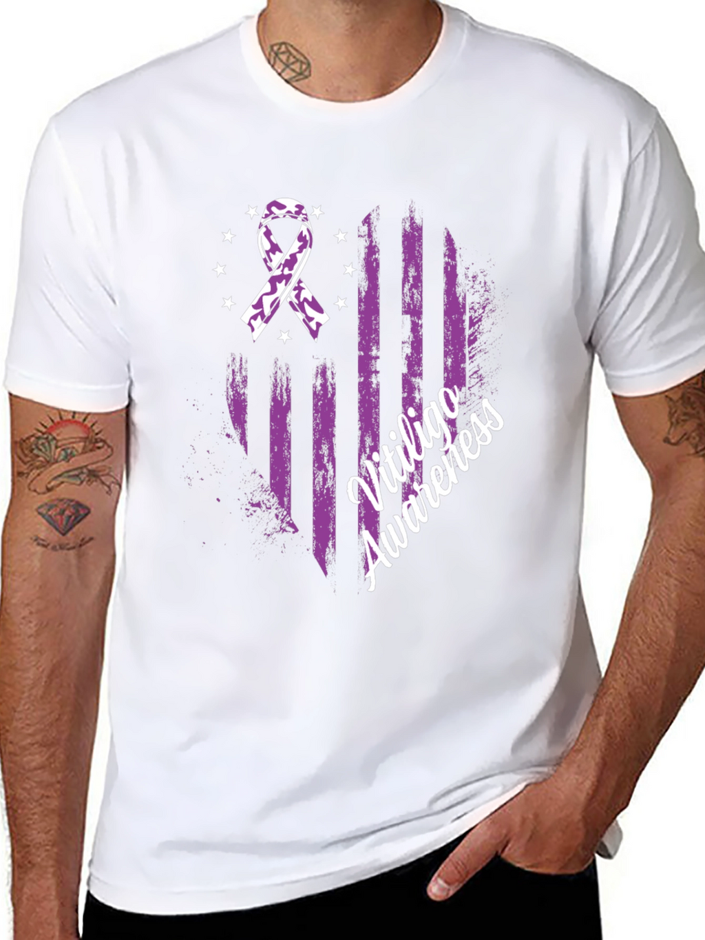 Vitiligo Awareness Ribbon Graphic T-Shirt