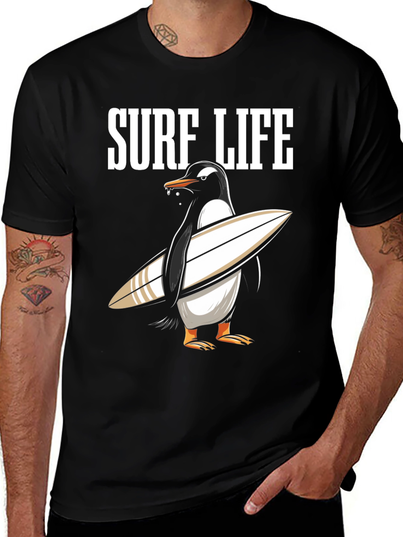 Surf Life Penguin T-Shirt - Summer Fun