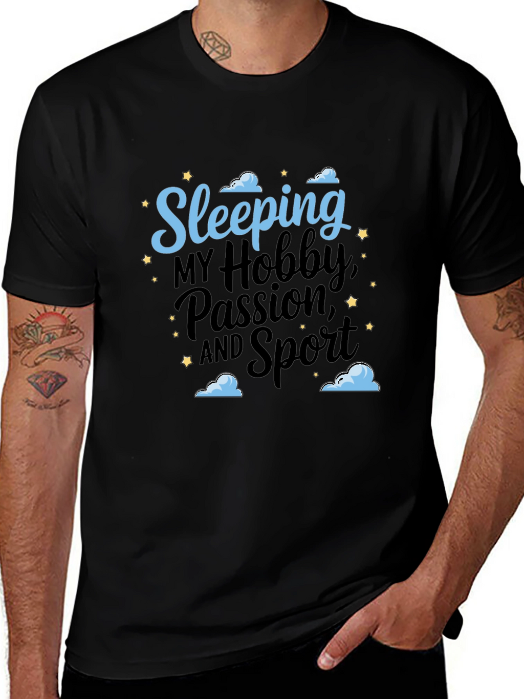 Sleeping Hobby Passion Sport Black T-Shirt