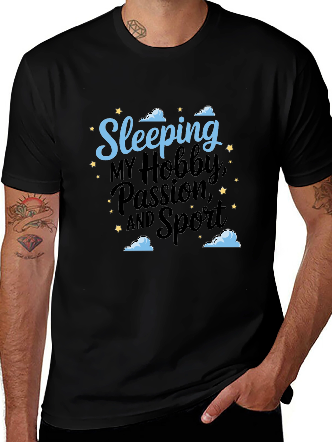 Sleeping Hobby Passion Sport Black T-Shirt