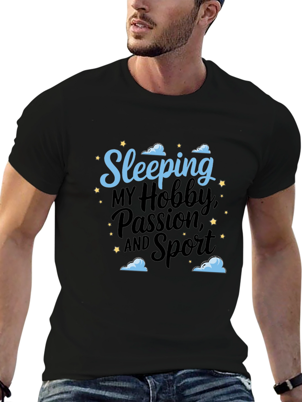 Sleeping Hobby Passion Sport Black T-Shirt