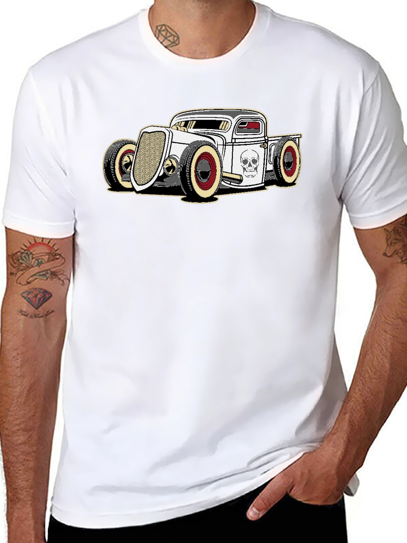 Hot Rod Graphic Tee - Skull Car T-Shirt