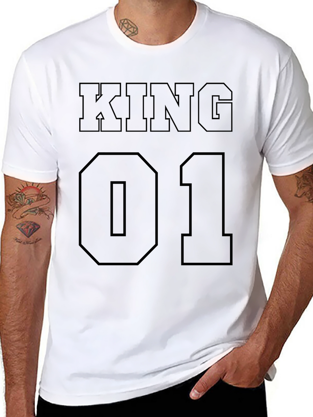 King 01 Graphic Print Black T-Shirt