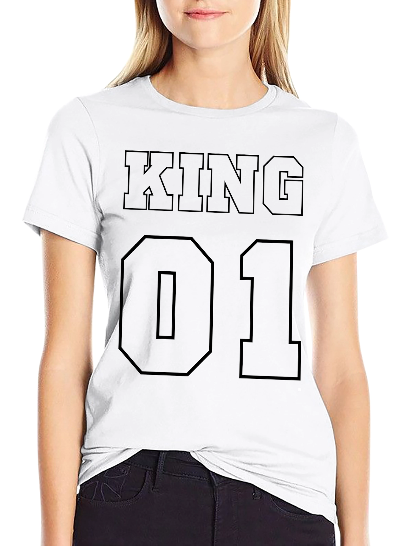 King 01 Graphic Print Black T-Shirt