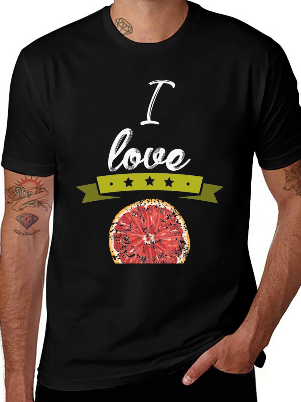 I Love Grapefruit Graphic Tee - Black Cotton T-Shirt