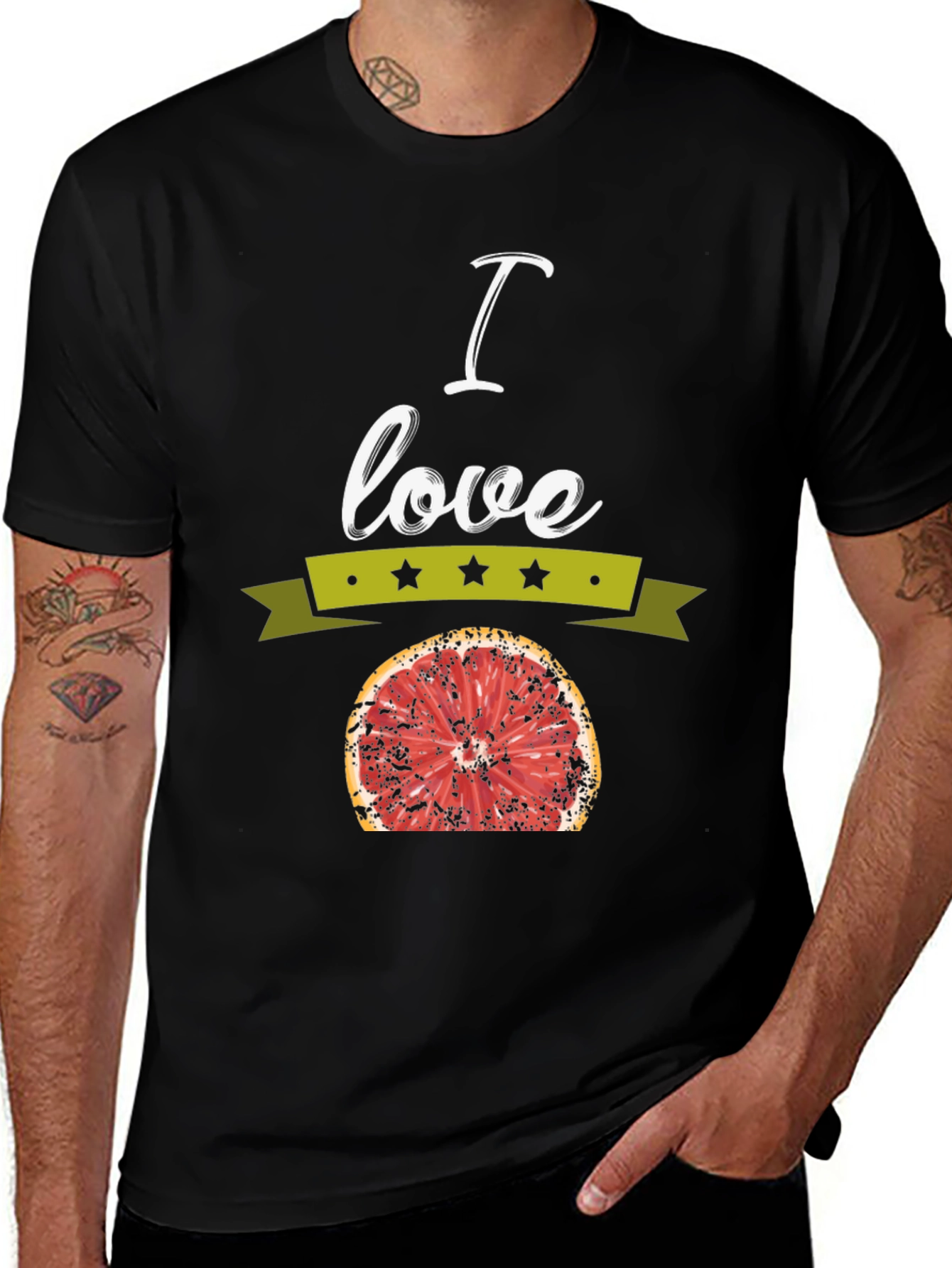 I Love Grapefruit Graphic Tee - Black Cotton T-Shirt
