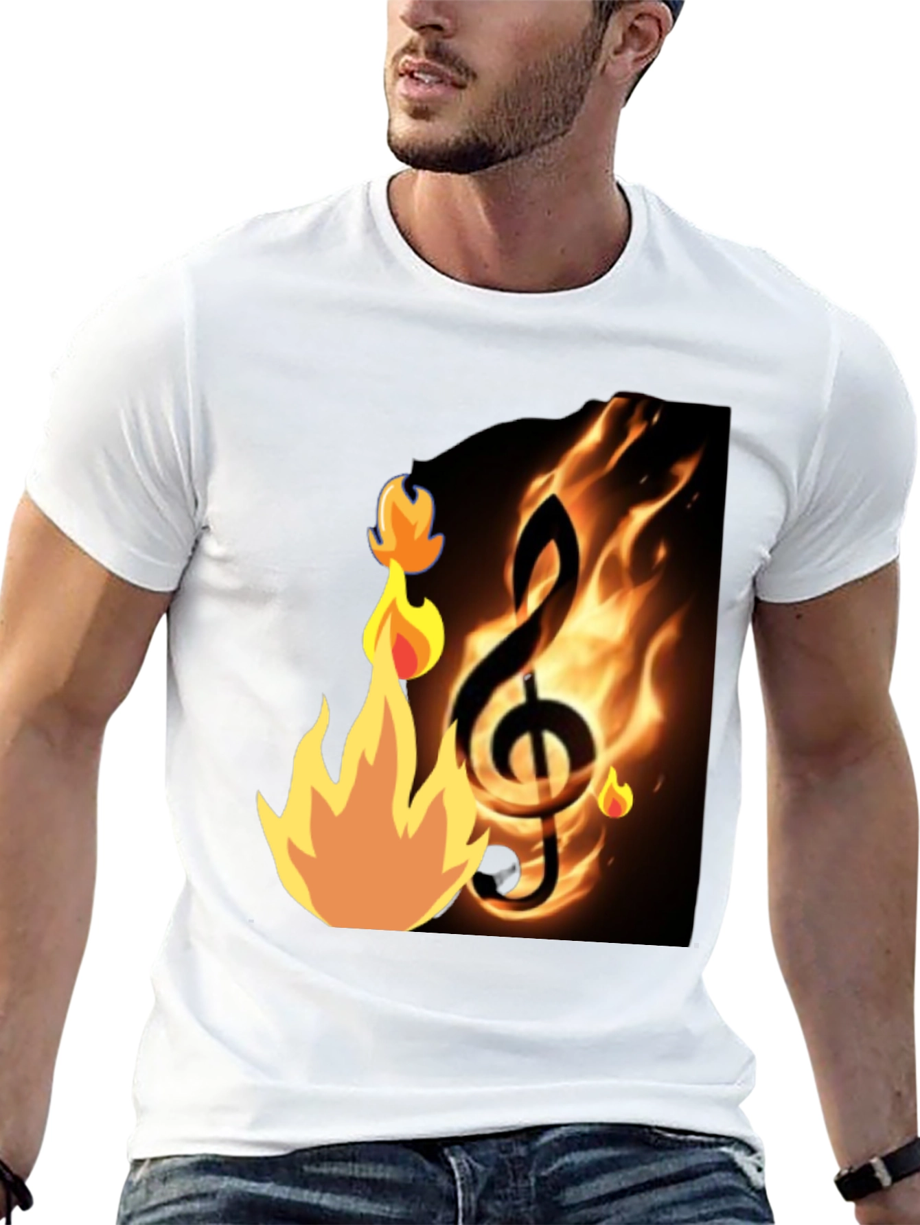 Flaming Treble Clef Black T-Shirt