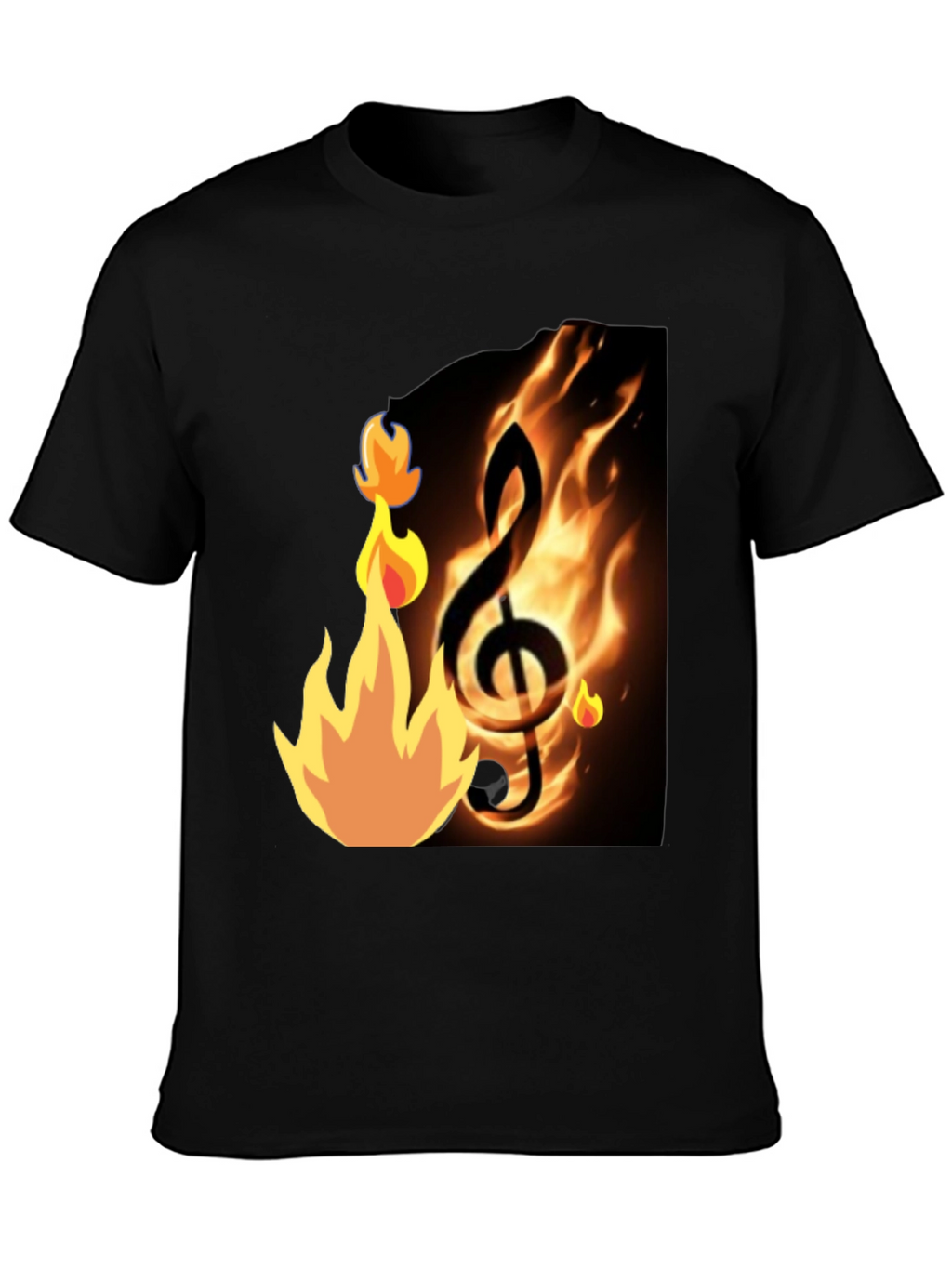 Flaming Treble Clef Black T-Shirt