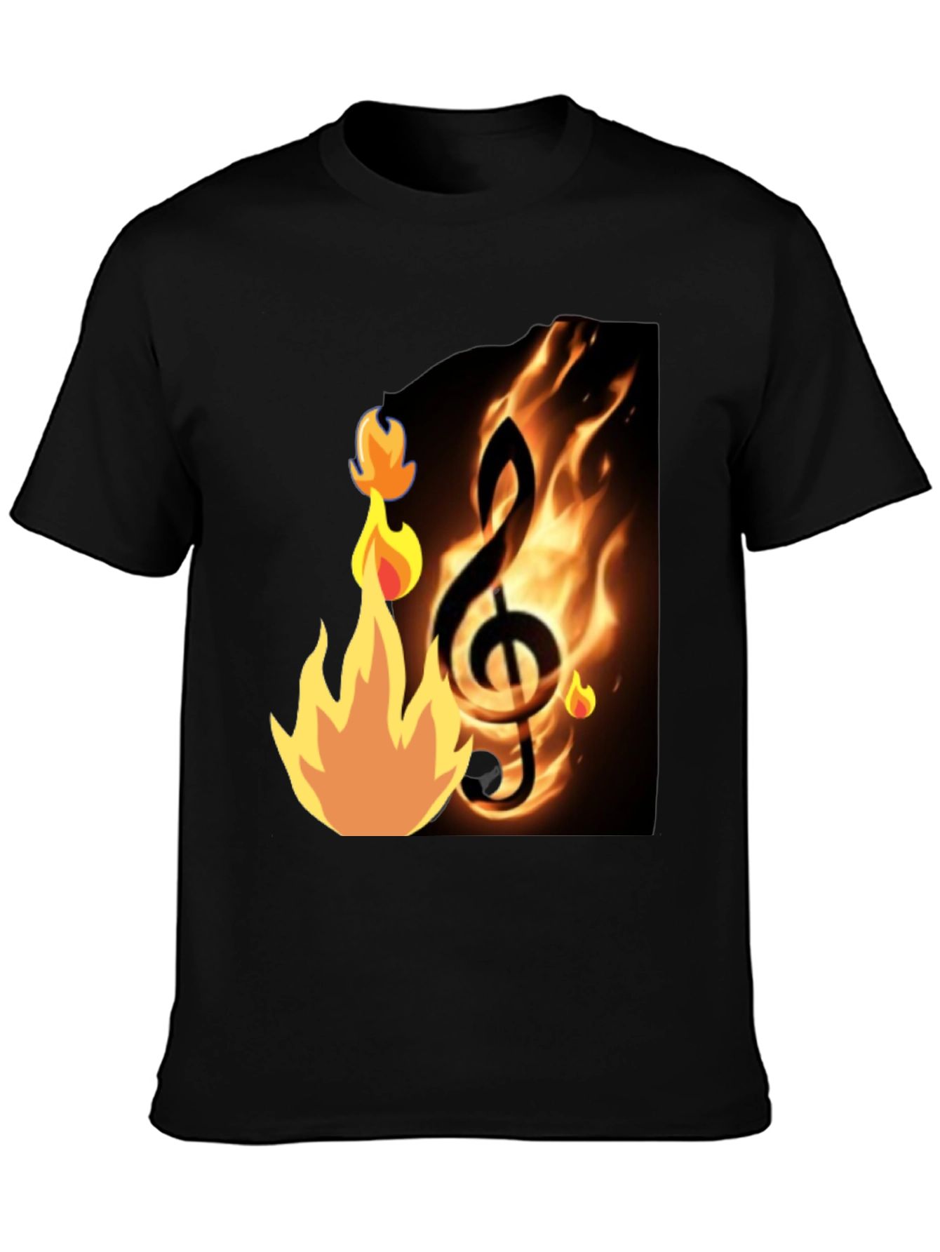 Flaming Treble Clef Black T-Shirt