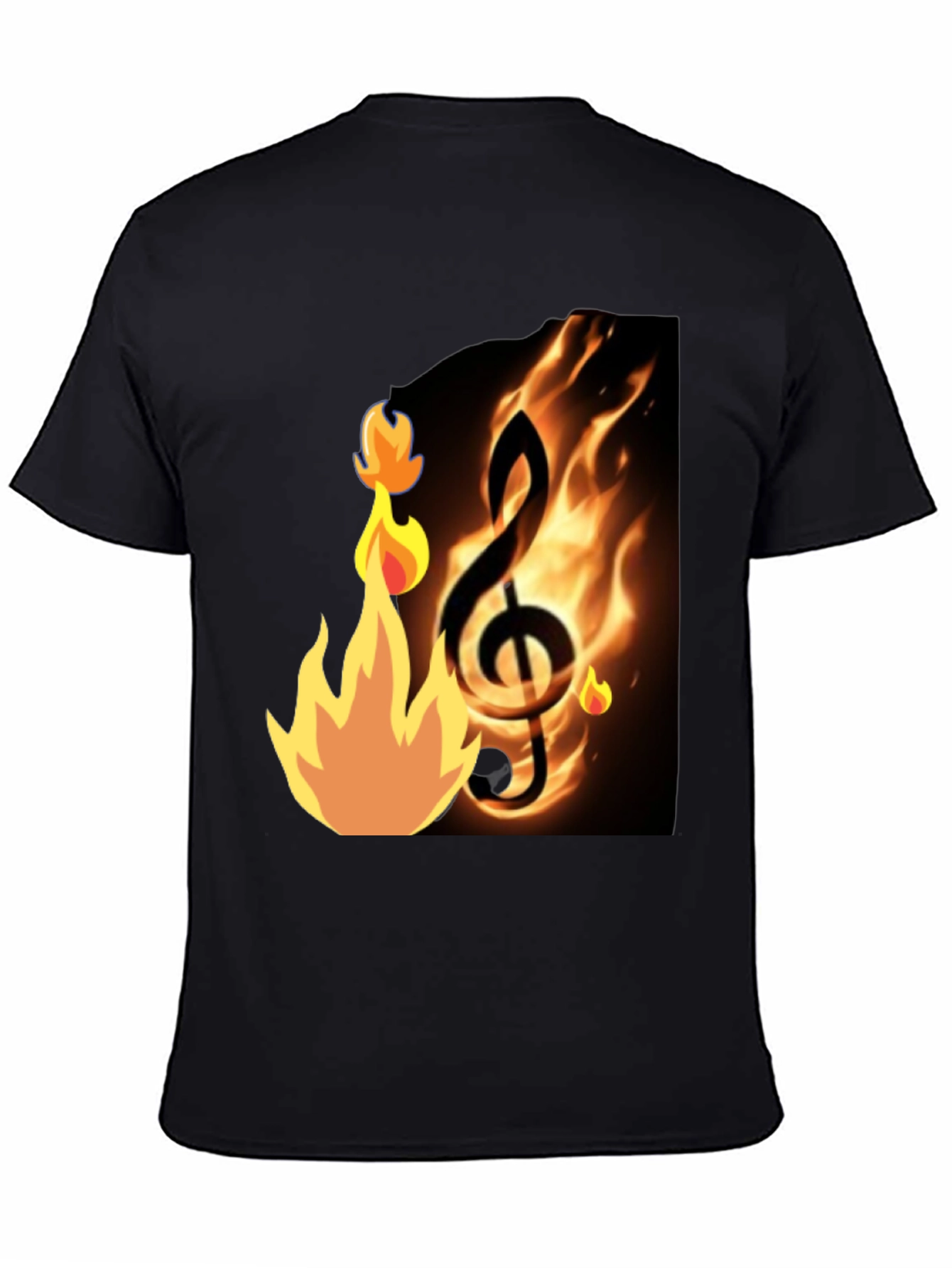 Flaming Treble Clef Black T-Shirt