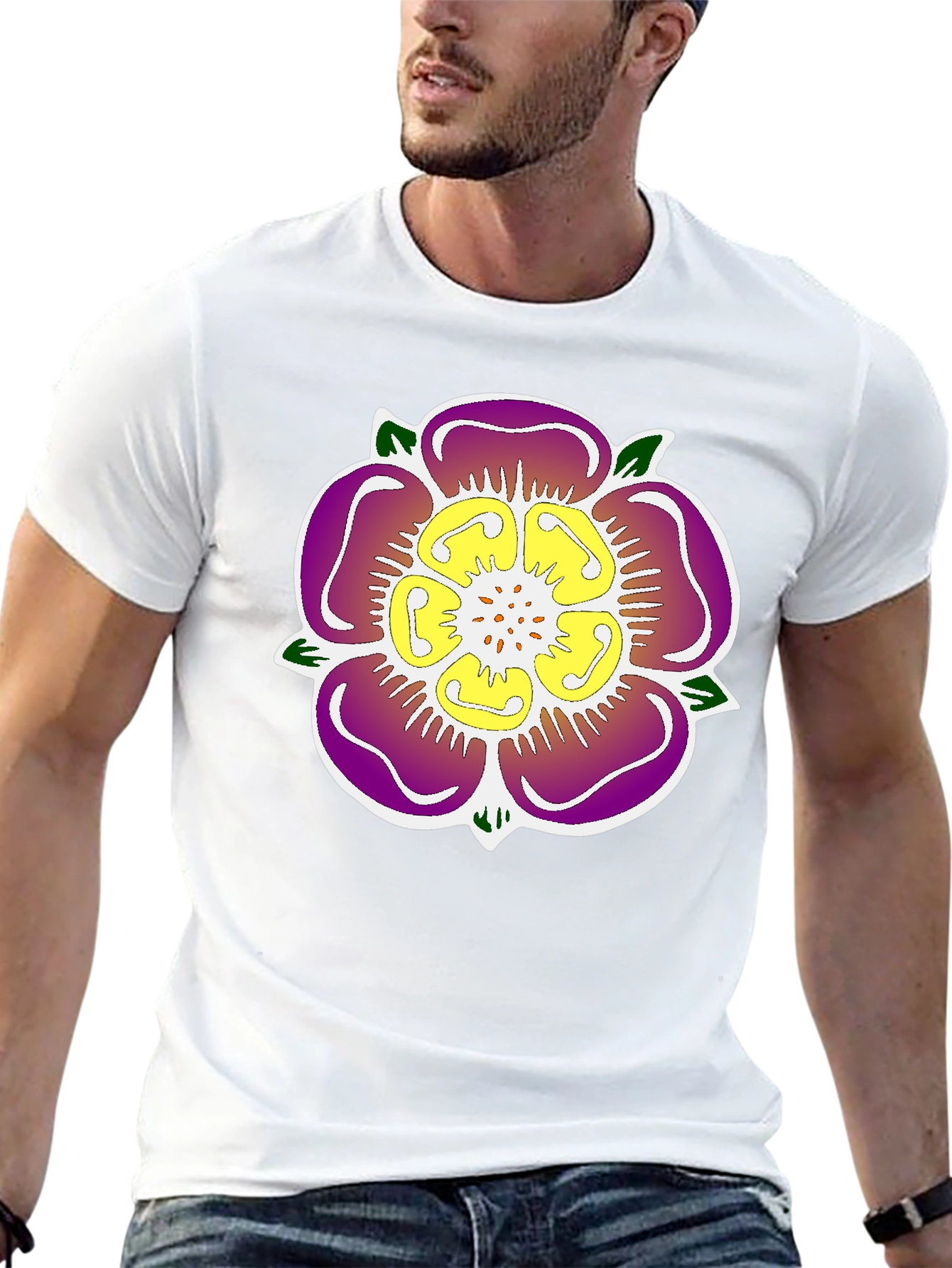 Floral Emblem Black T-Shirt