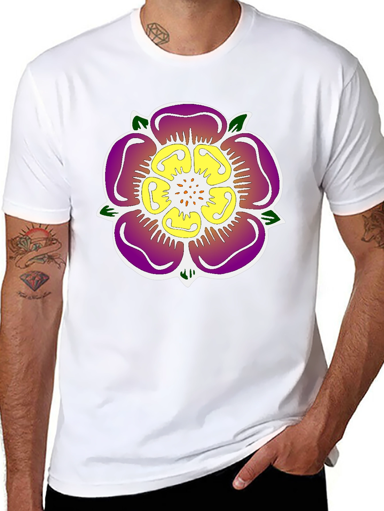 Floral Emblem Black T-Shirt