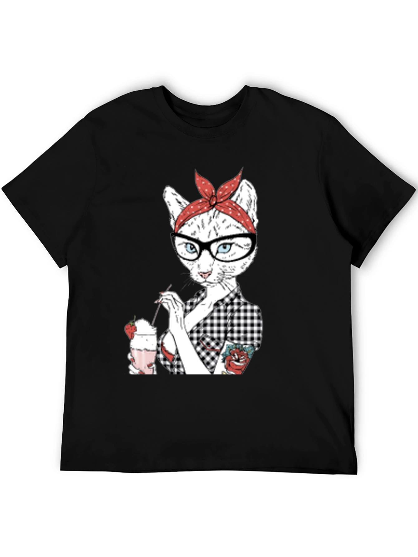 Retro Cat T-Shirt - Milkshake Design