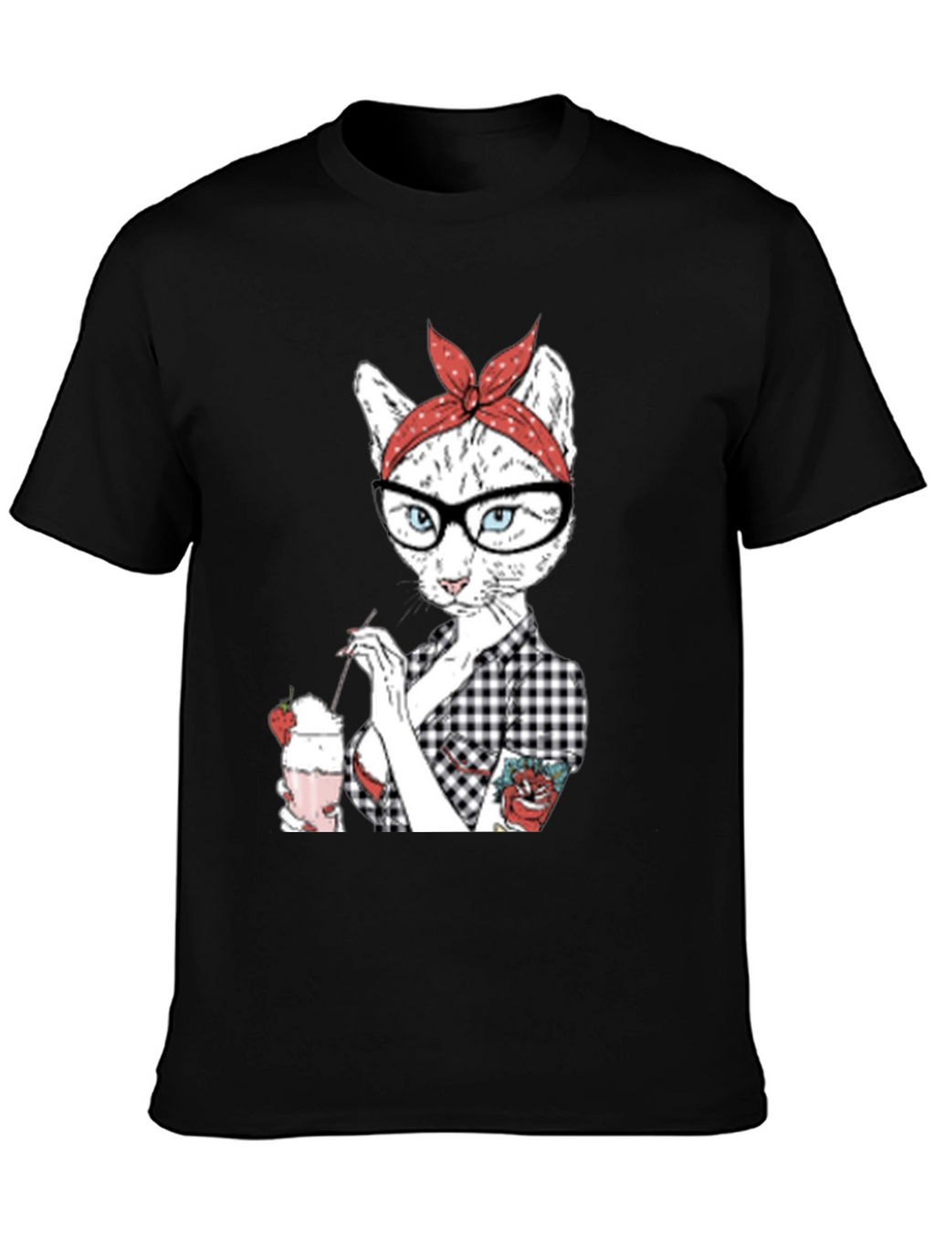 Retro Cat T-Shirt - Milkshake Design