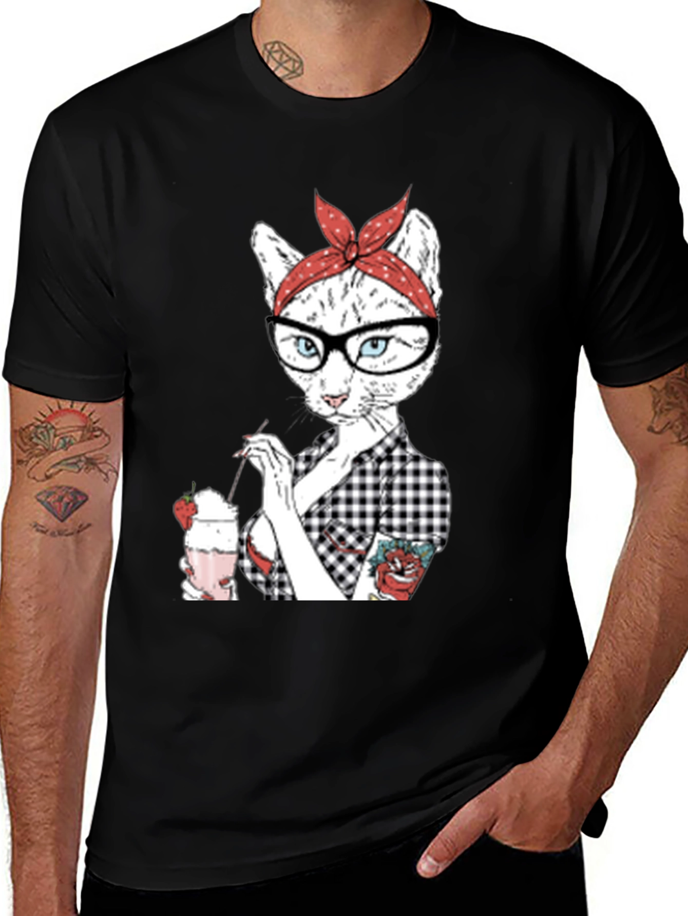 Retro Cat T-Shirt - Milkshake Design