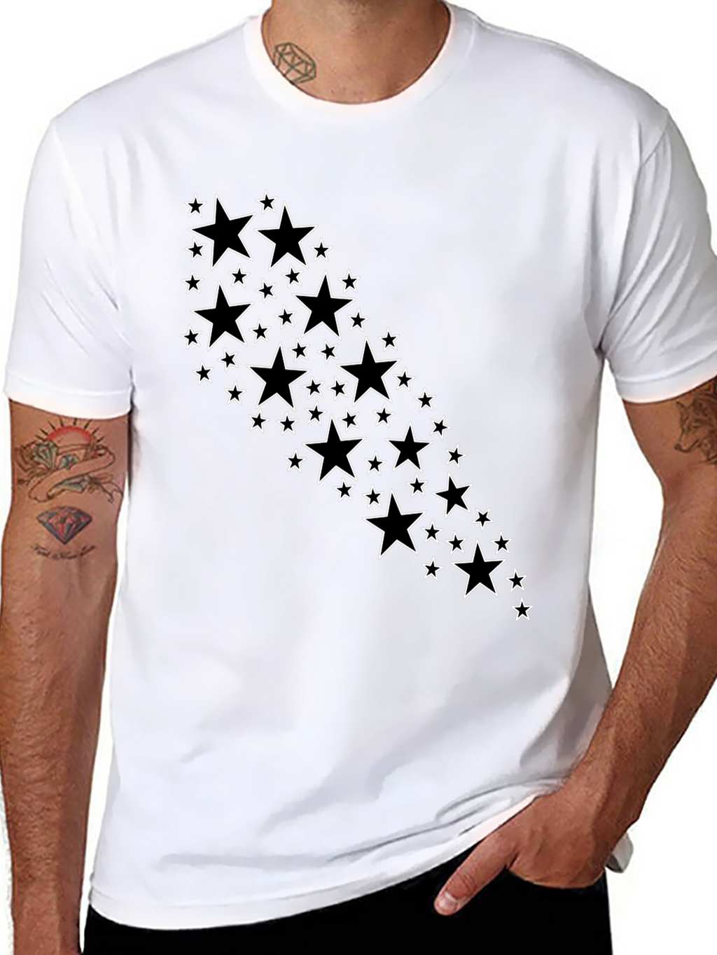 Stylish Black T-Shirt with Star Design