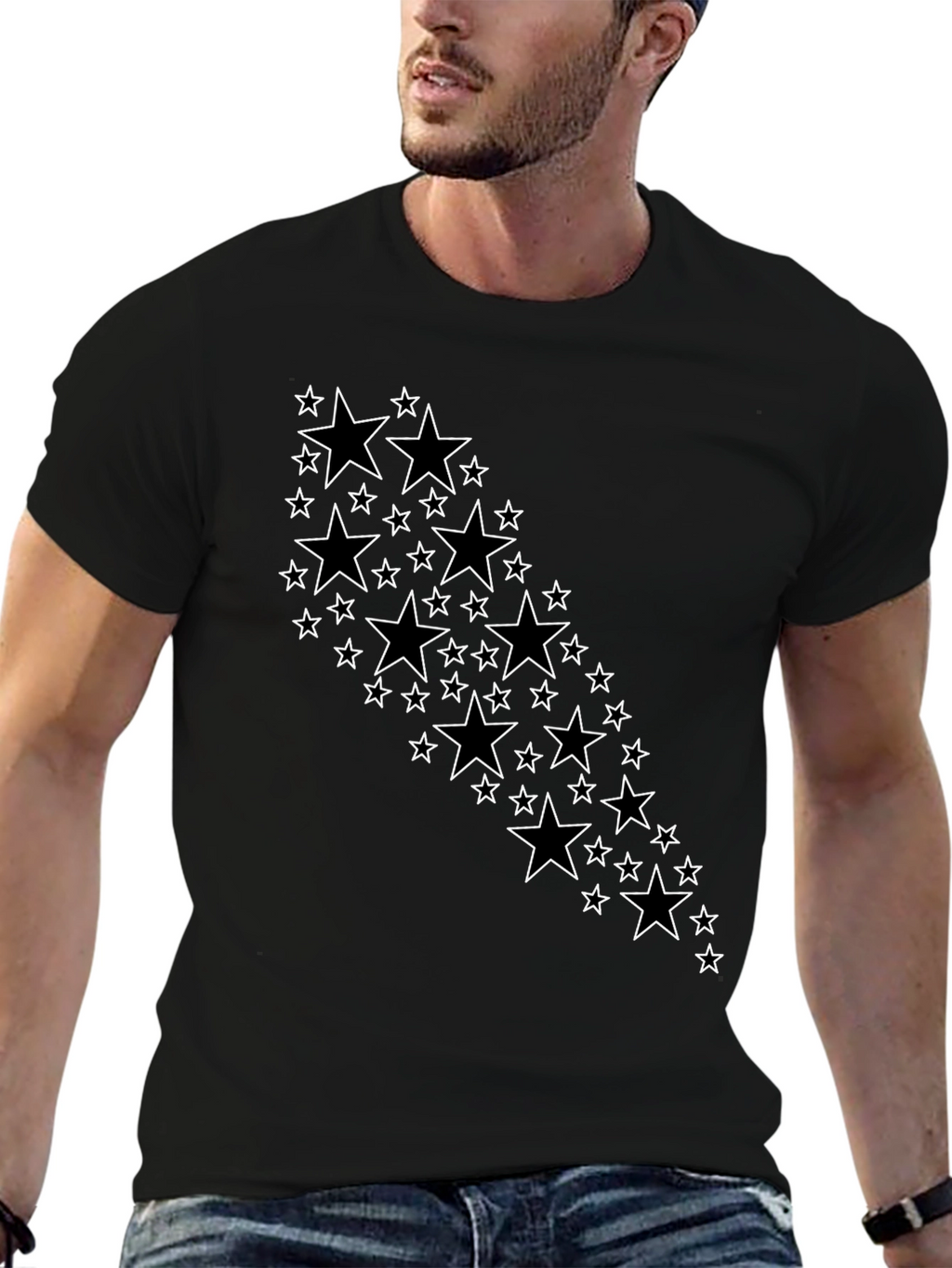 Stylish Black T-Shirt with Star Design