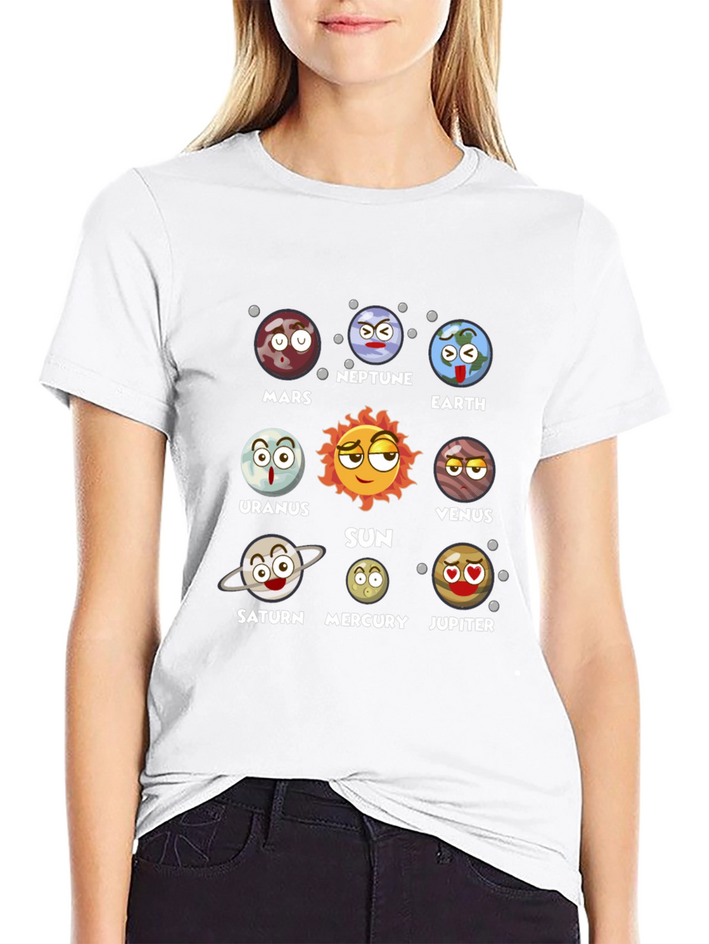 Planets Cartoon Graphic Novelty T-Shirt