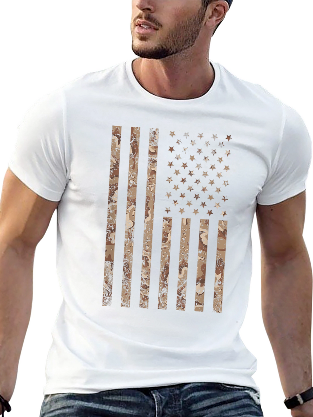 Camouflage American Flag Graphic T-Shirt