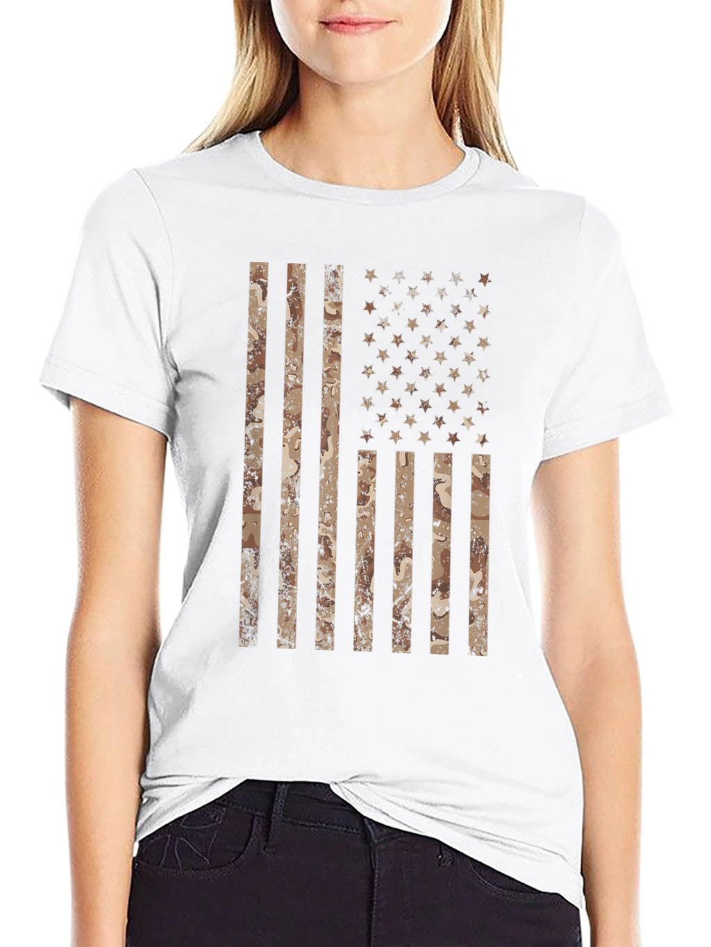 Camouflage American Flag Graphic T-Shirt