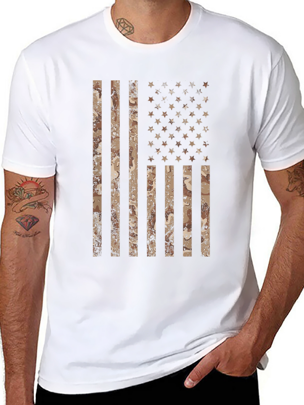 Camouflage American Flag Graphic T-Shirt