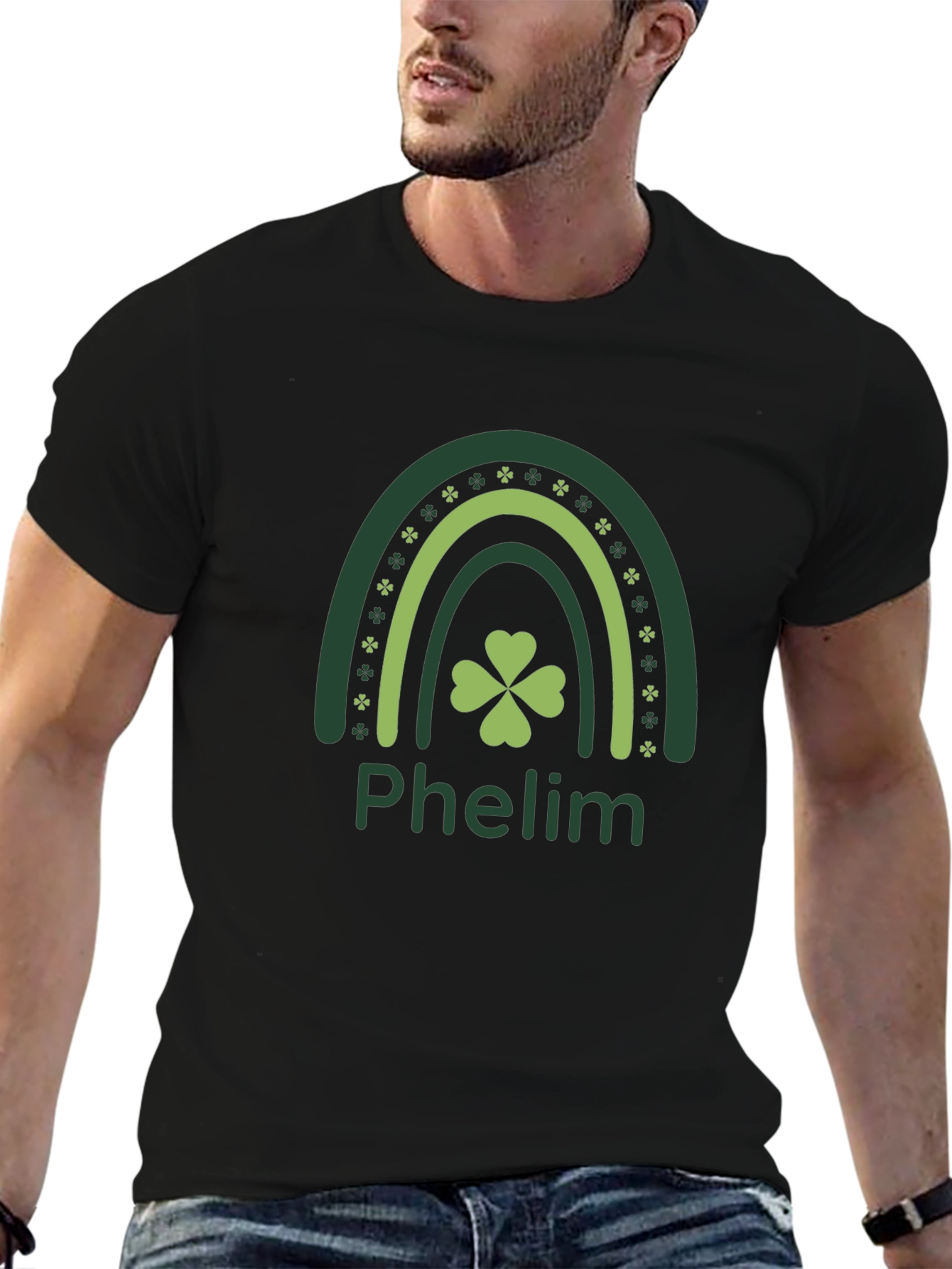 St. Patricks Day Phelm Rainbow Clover T-Shirt