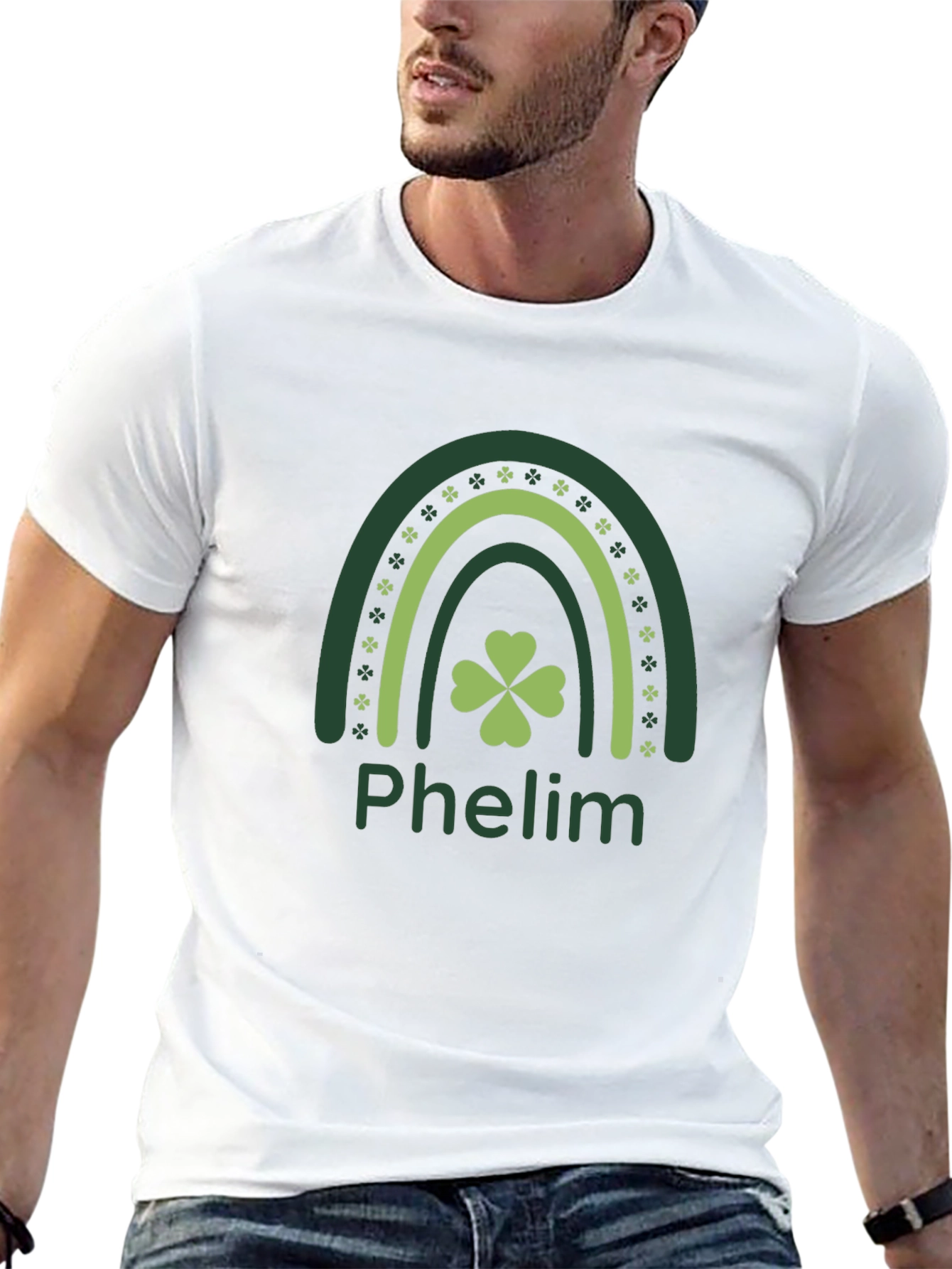 St. Patricks Day Phelm Rainbow Clover T-Shirt