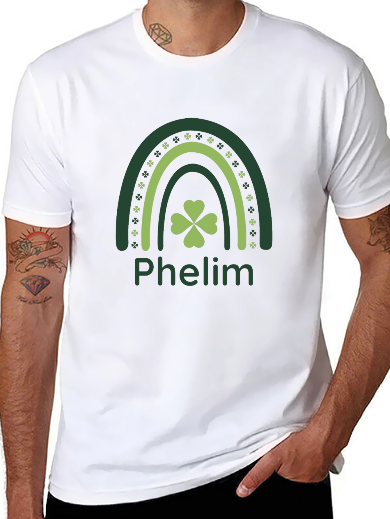 St. Patricks Day Phelm Rainbow Clover T-Shirt