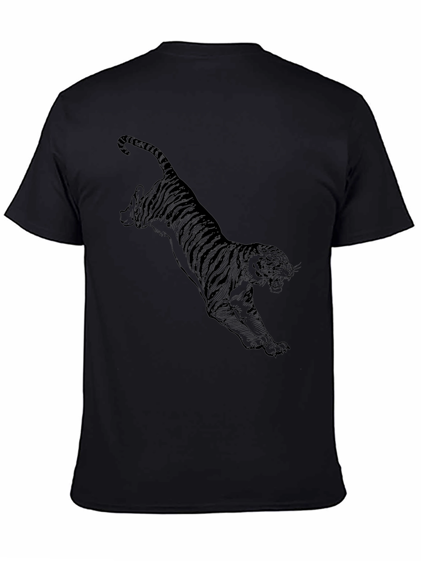 Black Tiger Graphic T-Shirt - Mens Short Sleeve Crew Neck Tee