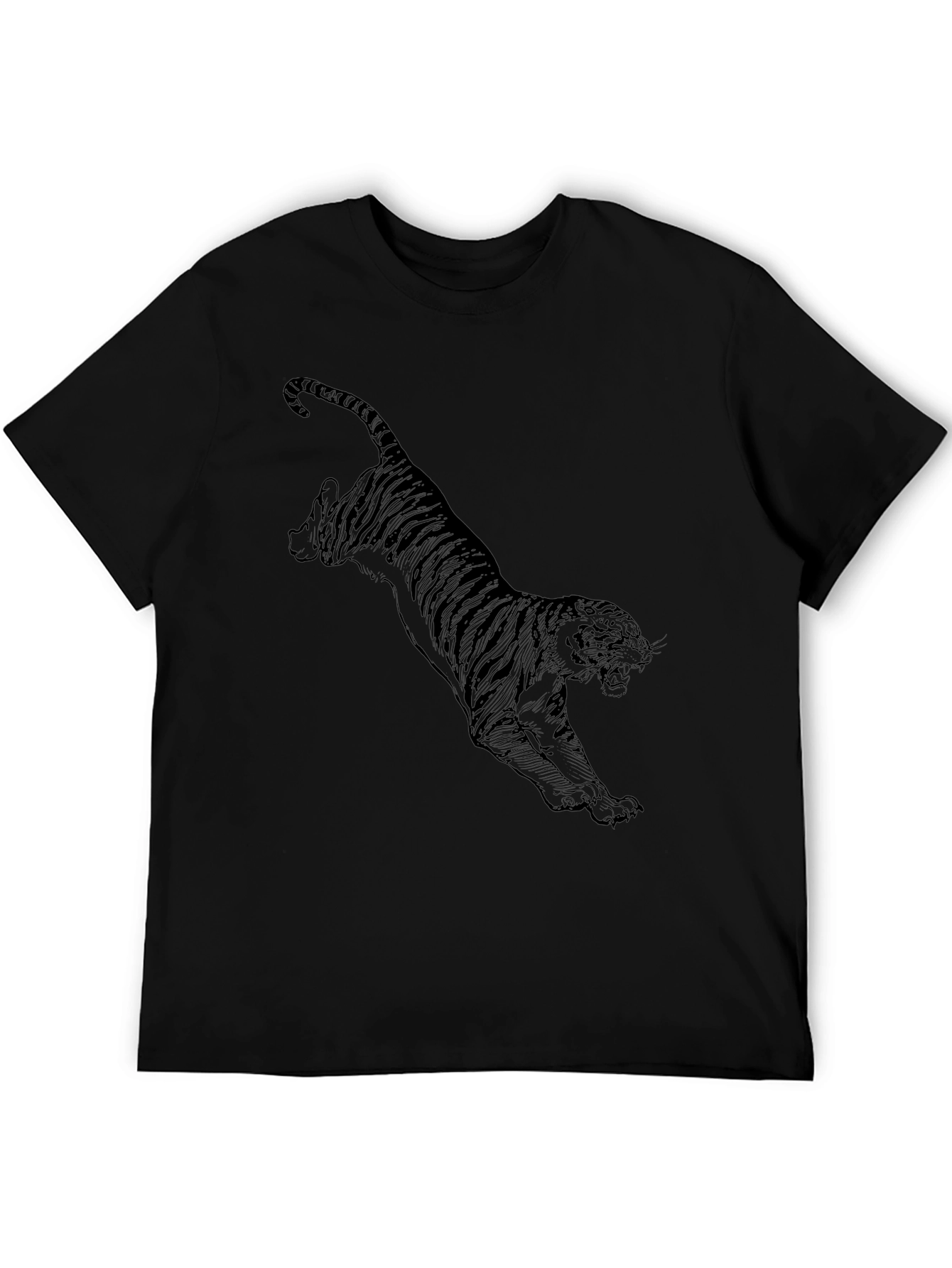 Black Tiger Graphic T-Shirt - Mens Short Sleeve Crew Neck Tee