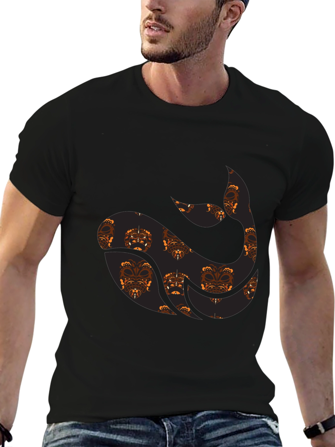 Unique Pattern Black Tee
